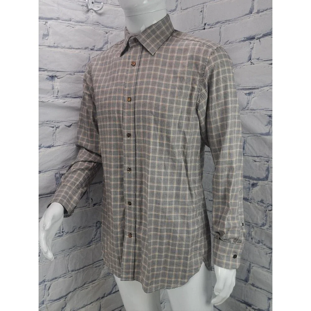 NEW Banana Republic Button Down Shirt Check Houndstooth Tailored Slim Fit Medium